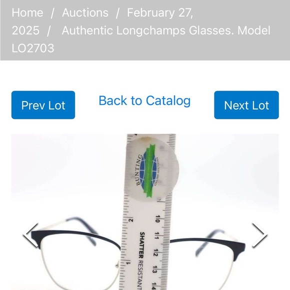 Longchamp glasses black metal frame with gold trim and case